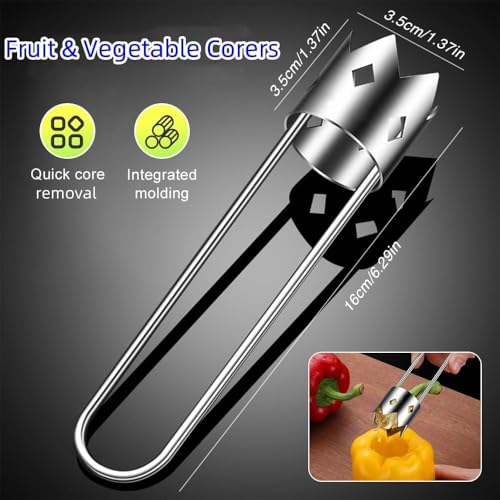 2025 Upgraded Stainless Steel Fruit and Vegetable Corer Tool for Red Bell Pepper and Apples
| Ergonomic Handle Red Bell