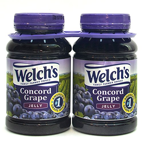 Welch's Concord Grape Jelly Sweet Spread for Breakfast Lovers on-the-go 2 Pack 30 Ounce Spreadable Grape Jelly Quick Bre