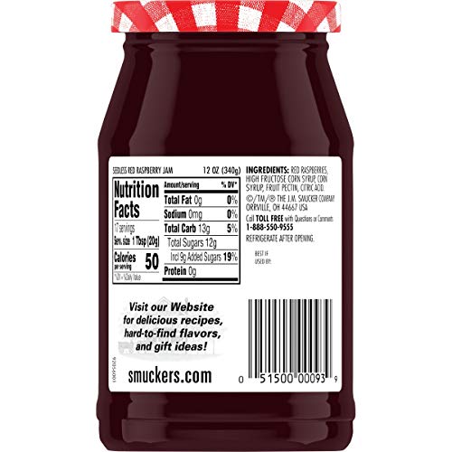 Smucker's Seedless Red Raspberry Jam for sandwiches and toast, delicious spread for breakfast
| Smucker's Seedless Red
