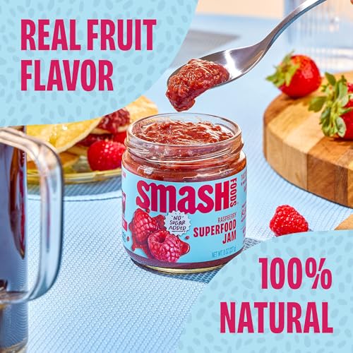 Smash Foods Raspberry Jam - Low-Calorie, No Sugar Added Keto Jam, Vegan, Paleo Superfood Fruit Spread (1 Jar)
| Smash F